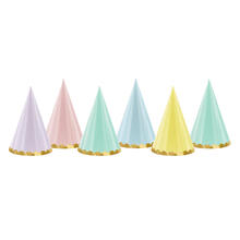 Partyh�te Yummy mit Goldrand� Farbig sortiert � 16 cm � 6 St�ck