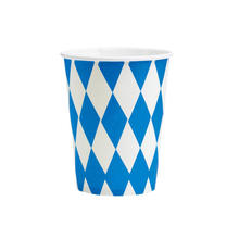 Becher, recycelbar aus Pappe, Bavaria, 8 Stck, Bayrische Dekoration, Bayrisches Fest, Blau-Wei