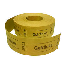 NEU Rollen-Gutscheine / Wertmarken Aufdruck Getrnke, 500 perforierte Abrisse, gelb