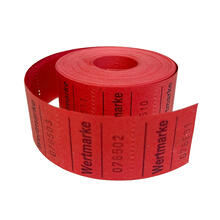 Mini-Rollen-Gutscheine Aufdruck Wertmarke, 500 perforierte Abrisse, 30 x 30 mm, rot