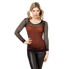 Damen-Netz-Shirt, schwarz, Einheitsgre