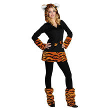 Damen-Kostüm Tiger-Kapuzenkleid, Gr. 46-48