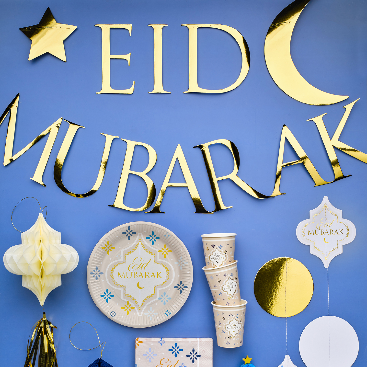 NEU Fest-Serie Eid Mubarak - Teller, Servietten, Becher & Dekorationen