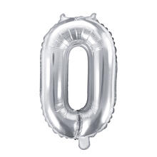 Folienballon Zahl 0 - 35 cm - Silber