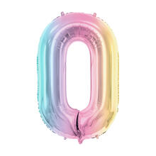 Folienballon Zahl 0 - 86 cm - Pastell Regenbogen