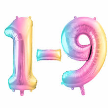 Folienballons Zahlen Gro� - 86 cm, Pastell Regenbogen - Verschiedene Ausf�hrungen