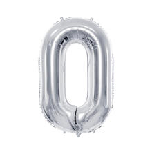 Folienballon Medium Zahl 0 - 72 cm - Silber