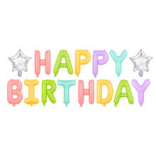 Folienballon Schriftzug Happy Birthday / Geburtstag - 395 � 35 cm - Pastellfarben