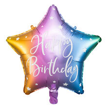 Folienballon Stern Happy Birthday / Geburtstag - 40 cm - Regenbogenfarben