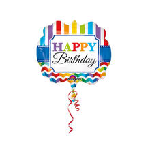 Folienballon Happy-Birthday / Herzlichen Glückwunsch Bright Stripe XL, ca. 63 cm