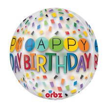 SALE Folienballon Happy-Birthday / Herzlichen Glckwunsch Rainbow Orbz, 40 cm