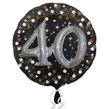 Folienballon Sparkling Birthday 40th, 81 cm