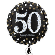 Folienballon Sparkling Birthday 50th, 45 cm