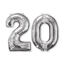 SALE Folienballon Medium Zahl 20 Silber, 45x66 cm