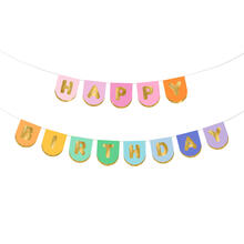 Girlande Happy Birthday / Geburtstag - Pastell-Gold, L�nge: 163 cm