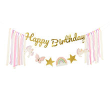 Girlande / Dekoration Happy Birthday / Geburtstag Einhorn - L�nge: 230 cm