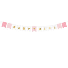 Girlande Baby Girl / M�dchen - Rosa-Wei�, L�nge: 175 cm