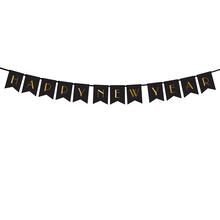 Girlande Happy New Year - Schwarz, L�nge: 170 cm