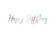 Girlande Happy Birthday / Geburtstag Schriftzug - Irisierend, L�nge: 62 cm
