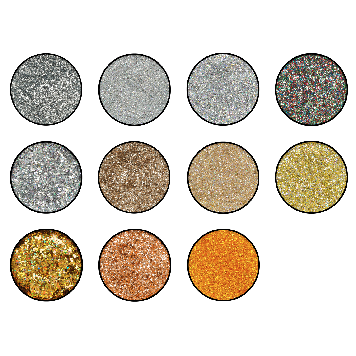SALE Streuglitzer Eulenspiegel, 2g-Dosen, Gold- / Silber-Töne - Verschiedene Farben