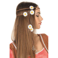 Haarband braun, Peace & Blumen
