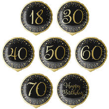Folienballon Starlight Birthday, gold-schwarz, holografisch, ca. 45 cm - Verschiedene Ausf�hrungen