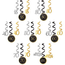 Deko-Spiralen Starlight Birthday, gold-schwarz, 61 cm, 6 St�ck - Verschiedene Ausf�hrungen