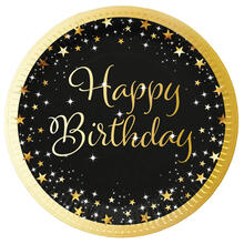Pappteller Starlight Birthday, gold-schwarz, 23 cm, 8 St�ck, Happy Birthday