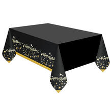 Tischdecke Starlight Birthday, gold-schwarz, aus Papier, 120 x 180 cm, Happy Birthday