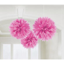 Deko-Ball flauschig, pink, 40 cm, 3 Stck