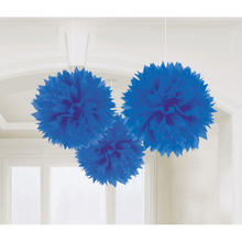 Deko-Ball flauschig, blau, 40 cm, 3 Stück