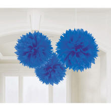 Deko-Ball flauschig, blau, 40 cm, 3 Stck