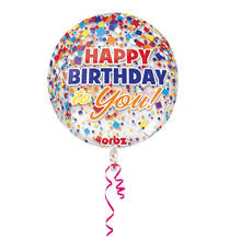 Folienballon Orbz Birthday Konfetti, 38x40cm