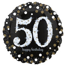 Folienballon Sparkling Birthday 50th, ca. 71cm