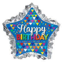 Folienballon Stern Happy-Birthday / Herzlichen Glückwunsch Triangles XL, ca. 71 cm