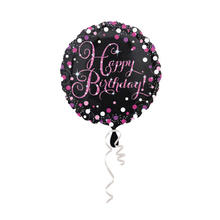 Folienballon Sparkle Pink Happy-Birthday / Herzlichen Glckwunsch, ca. 45 cm