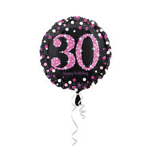 Folienballon Sparkle Pink 30th, ca. 45 cm