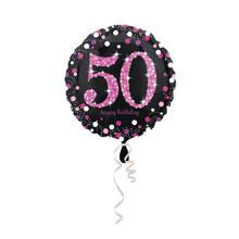 Folienballon Sparkle Pink 50th, ca. 45 cm