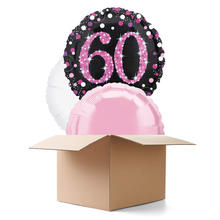 Ballongrsse Sparkle Pink 60th, 3 Ballons