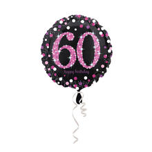 Folienballon Sparkle Pink 60th, ca. 45 cm