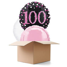 SALE Ballongrsse Sparkle Pink 100th, 3 Ballons