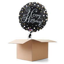 Ballongrsse Sparkle Schwarz Happy-Birthday / Herzlichen Glckwunsch, 1 Ballon