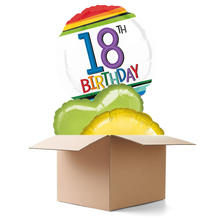 Ballongrüsse Happy-Birthday / Herzlichen Glückwunsch Rainbow 18th, 3 Ballons