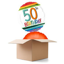 SALE Ballongrsse Happy-Birthday / Herzlichen Glckwunsch Rainbow 50th, 2 Ballons
