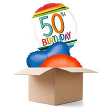 SALE Ballongrsse Happy-Birthday / Herzlichen Glckwunsch Rainbow 50th, 3 Ballons