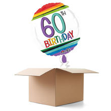 Ballongrsse Happy-Birthday / Herzlichen Glckwunsch Rainbow 60th, 1 Ballon