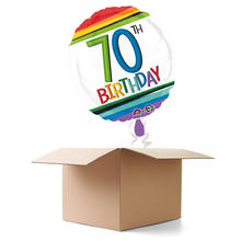 SALE Ballongrsse Happy-Birthday / Herzlichen Glckwunsch Rainbow 70th, 1 Ballon