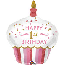Folienballon 1st Birthday Cupcake Pink 73x91cm