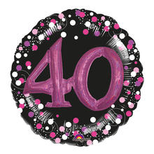 Folienballon Sparkling Pink 40th, ca. 81 cm