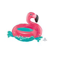 Folienballon Flamingo Schwimmreifen, 76x68 cm